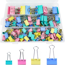 170 Pcs Binder Clips Assorted Sizes, Colored Large, Medium, Small Binder Paper C