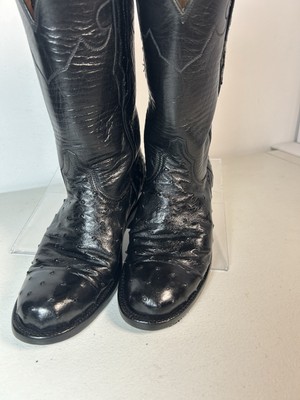 MEN'S BLACK JACK FULL QUILL OSTRICH WESTERN BOOTS BLACK 5.5 MENS 7 Women s