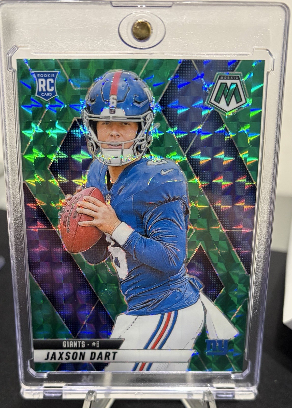 2025 Panini Mosaic Jaxson Dart (RC) Green Mosaic Prizm #362 New York Giants