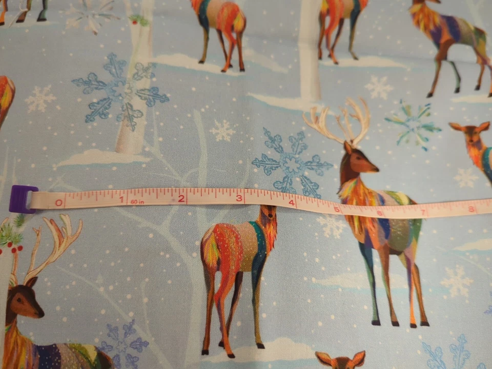 Artistic Reindeer On Light Blue Cotton Fabric ("Turnowsky", QT Fabrics) - Image 3 of 4
