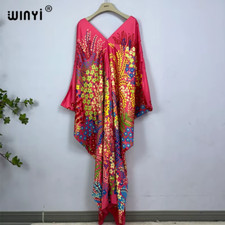 Dubai Dresses Boho Print Abaya Women Maxi Kaftan Summer Dress African Evening Dr