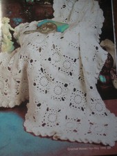 Soft white afghan,  vintage crochet pattern  4596-28 
