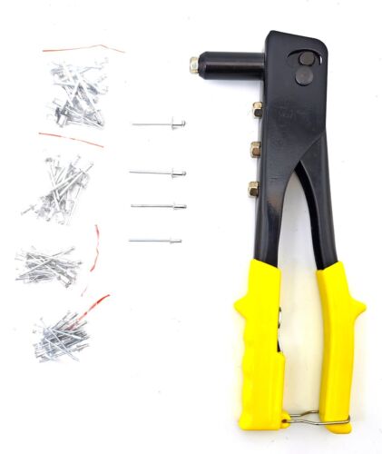 Pop Rivets gun Hand Riveter Kit Heavy Duty 60pcs Hand Tool Set Gutter Repair - Picture 1 of 7