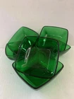Vintage ANCHOR HOCKING Forest Green Square Berry Bowls Set Of 6