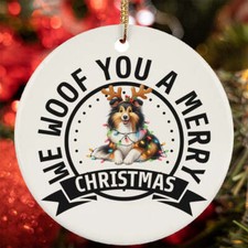 We Woof You A Merry Christmas Shetland Sheepdog Dog Lover Ornament Gift Decor