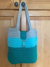 Project tote bag handmade crochet LINED striped purse handbag market tote