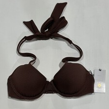 Women's Light Lift Pique Textured Halter Bikini Top- Shade Shore Cinnamon, 38B