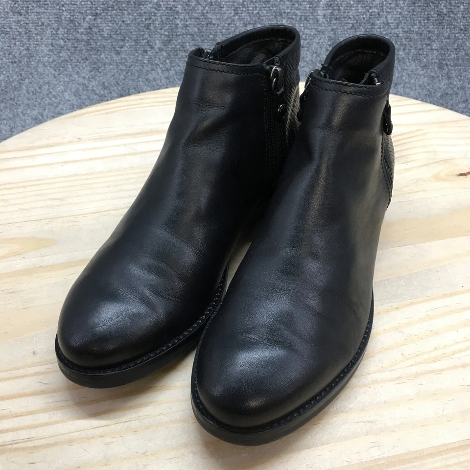 Geox Botines Mujer 38.5 Negro Promethea 20 Puntera Almendra Cremallera Informal Cuero Foto 3 de 4