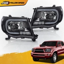  Fit For 2005-2011 Toyota Tacoma LED Tube DRL Projector Headlights Left+Right