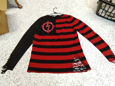 Killstar Marlyn Manson stripped knit sweater avant garde oversized rock metal...