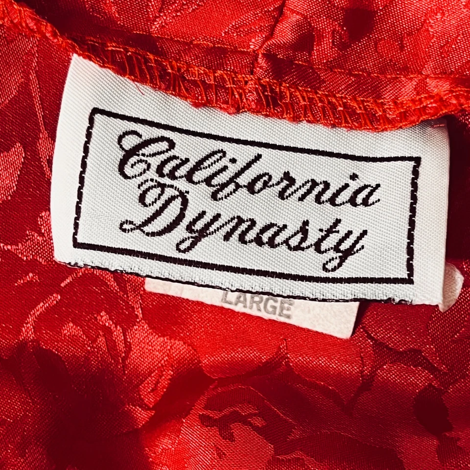 Camisola California Dynasty Vintage Jacquard com Cinto Grande Rosa Vermelha Anos 90 - Imagem 2 de 4