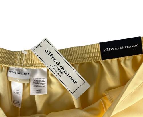 NWT Alfred Dunner Pull On Trouser Dress Pants Women's Plus 24W Yellow High Waist - Picture 3 of 7