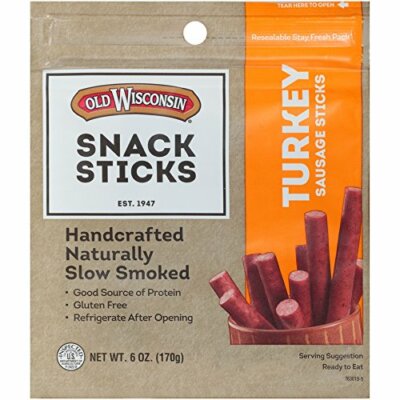 OLD WISCONSIN Turkey Snack Sticks, High Protein, Gluten Free, 6 Ounce Resealable