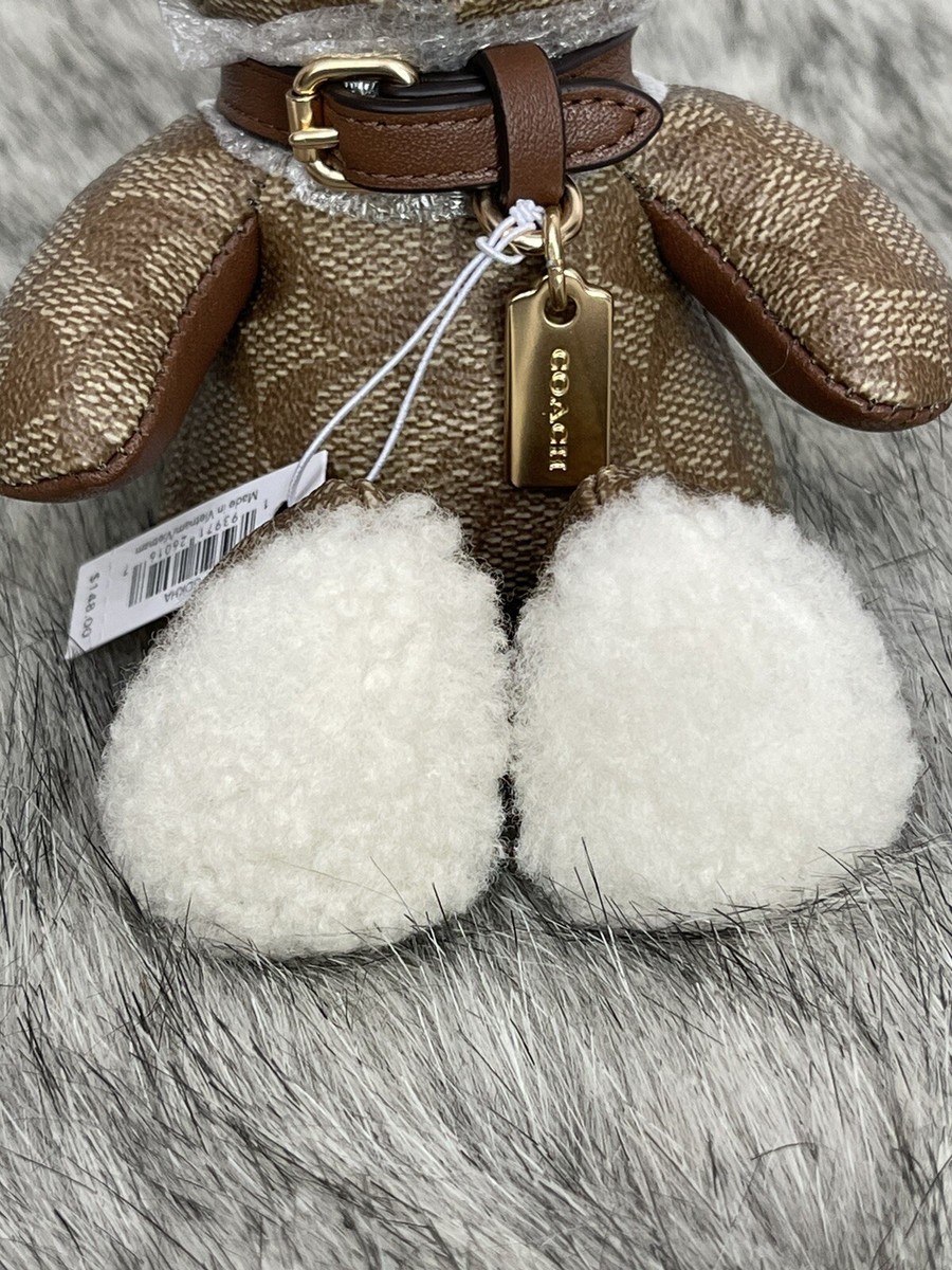 Coach Authentic Bear Bag Charm in Signature Canvas Leather