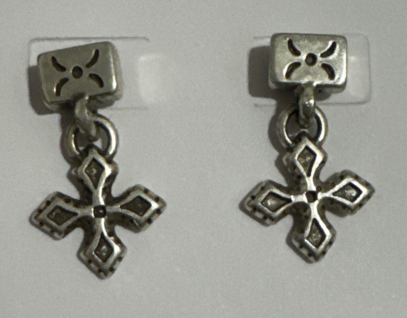 Brighton Silver Cross Stud Dangle Earrings - image 1