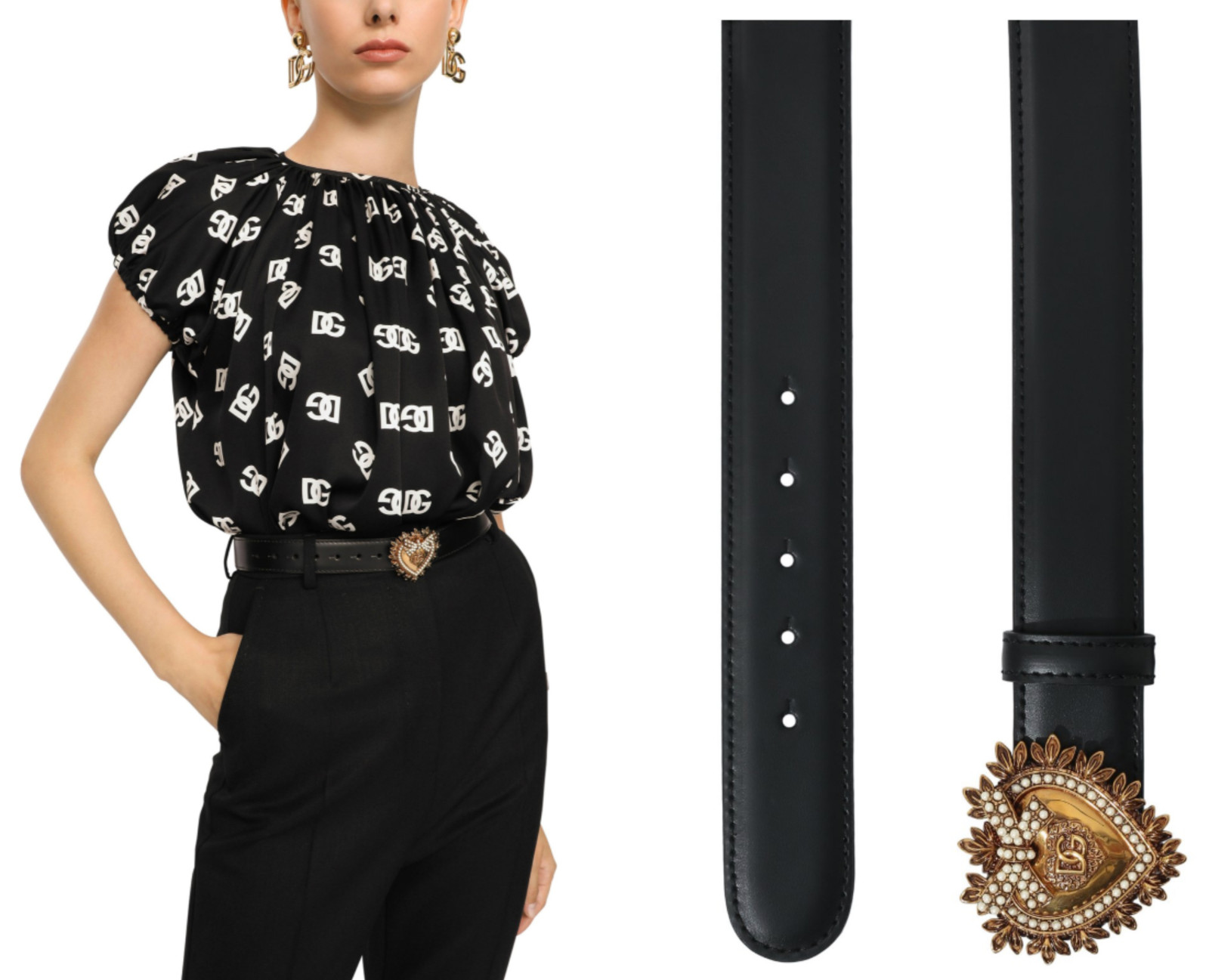 Dolce & Gabbana Devotion Buckle Belt With Embellished Heart Luxury Iconic 75