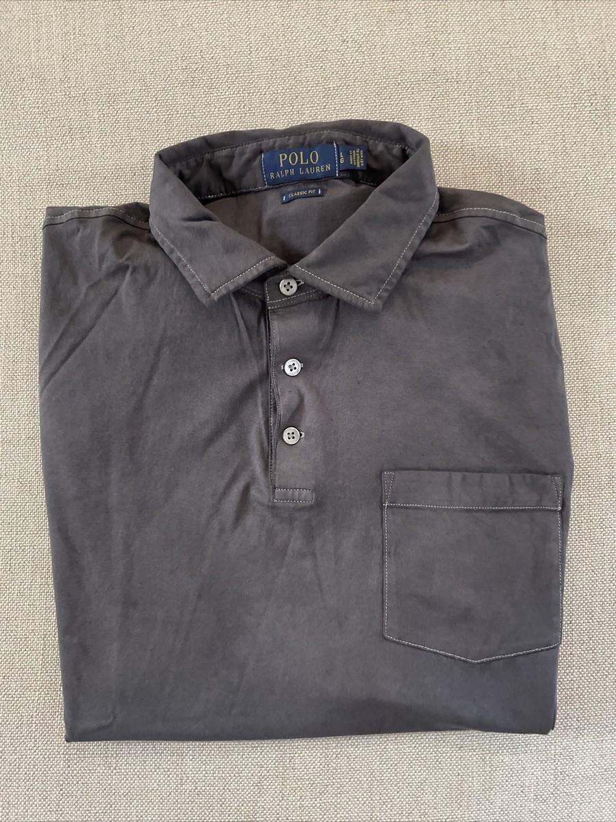 Polo Ralph Lauren Polo Shirt Mens Large Gray Long Sleeve Classic
