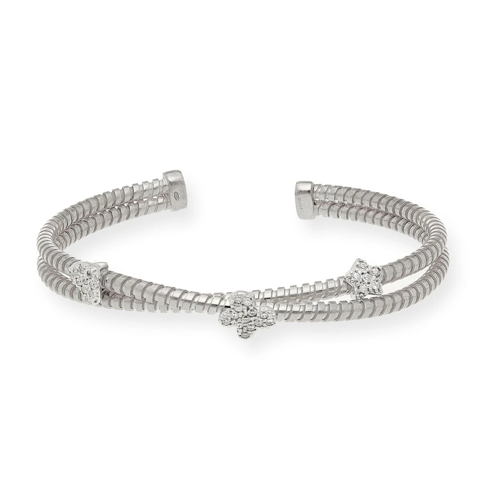 Brazalete Mujer Plata de Ley 925 Circonitas Entrelazado Nuevo a Estrenar  - Imagen 2 de 3