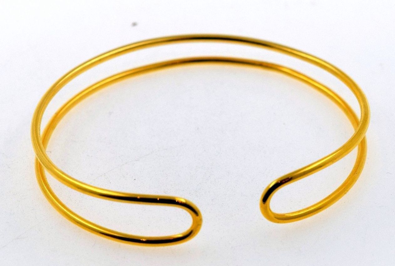 FABULOUS 20K YELLOW GOLD HANDMADE BANGLE BRACELET MODERN DESIGN UNISEX INDIA