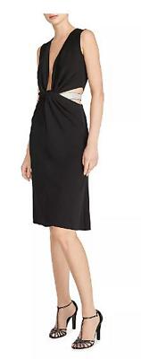 HALSTON Selena Jersey Crystal Cocktail Dress, Black - Brand New - Free Shipping!