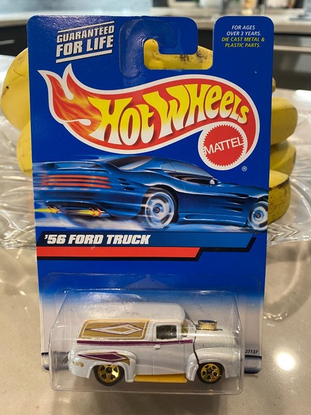 2000 Hot Wheels Mainline/Sammler #171 '56 Ford Truck Weiß Mit Gold 5 Sp RäDern-image