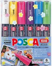 Uni POSCA JAPAN Drawing Pen Pens 6 Natural colors Exra Fine PC1M6C