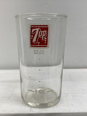 1950 s 7 up red label syrup line soda fountain glass Really Nice