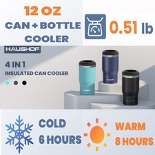 HAUSHOF 12oz 4-in-1 Can Cooler Stainless Steel Double Walled Can Insulator Cans