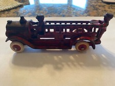 VINTAGE 1930s HUBLEY CAST IRON  677 FIRE LADDER TRUCK W/ FRONT  BACK DRIVERS
