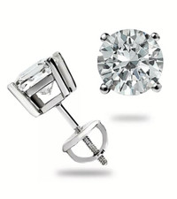 1.20 Ct Round Lab Created White Sapphire Solitaire Stud Earrings 14k White Gold