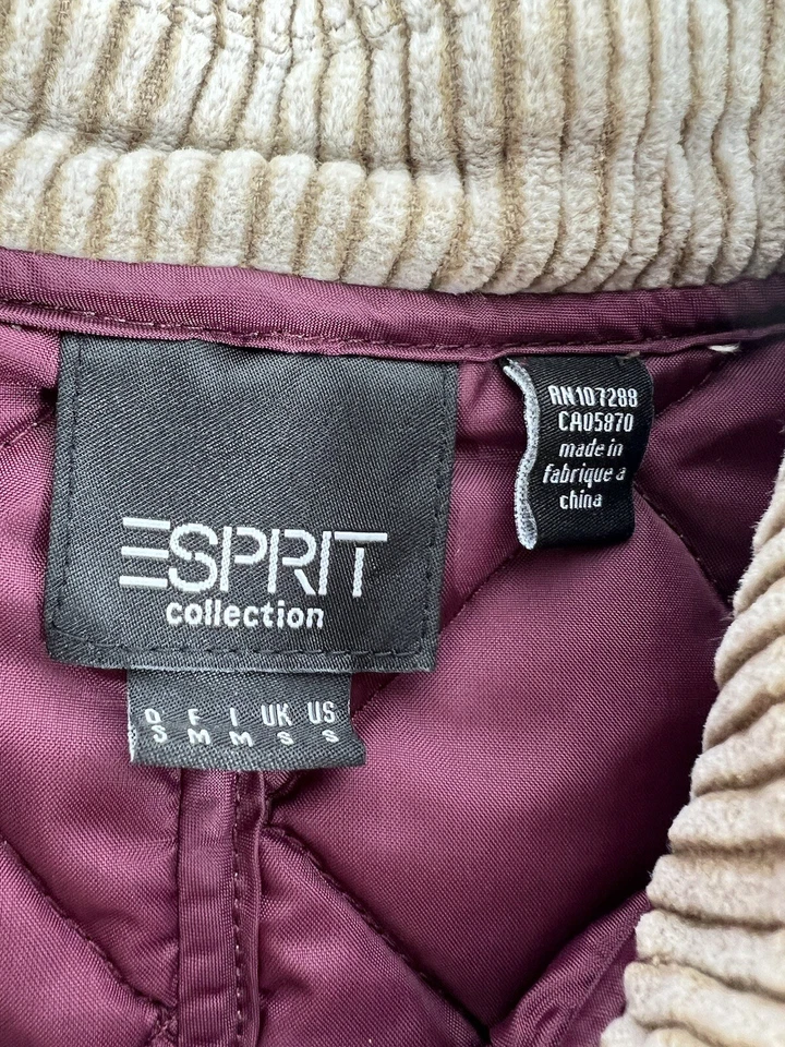 ESPRIT Vintage CHAQUETA ABRIGO ACOLCHADO MUJER Pequeño S Granero Abrigo Pana Foto 3 de 4
