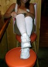 6 Slouch Knee calf Socks Scrunchie Hooters uniform Warm long work out run School — photo 1