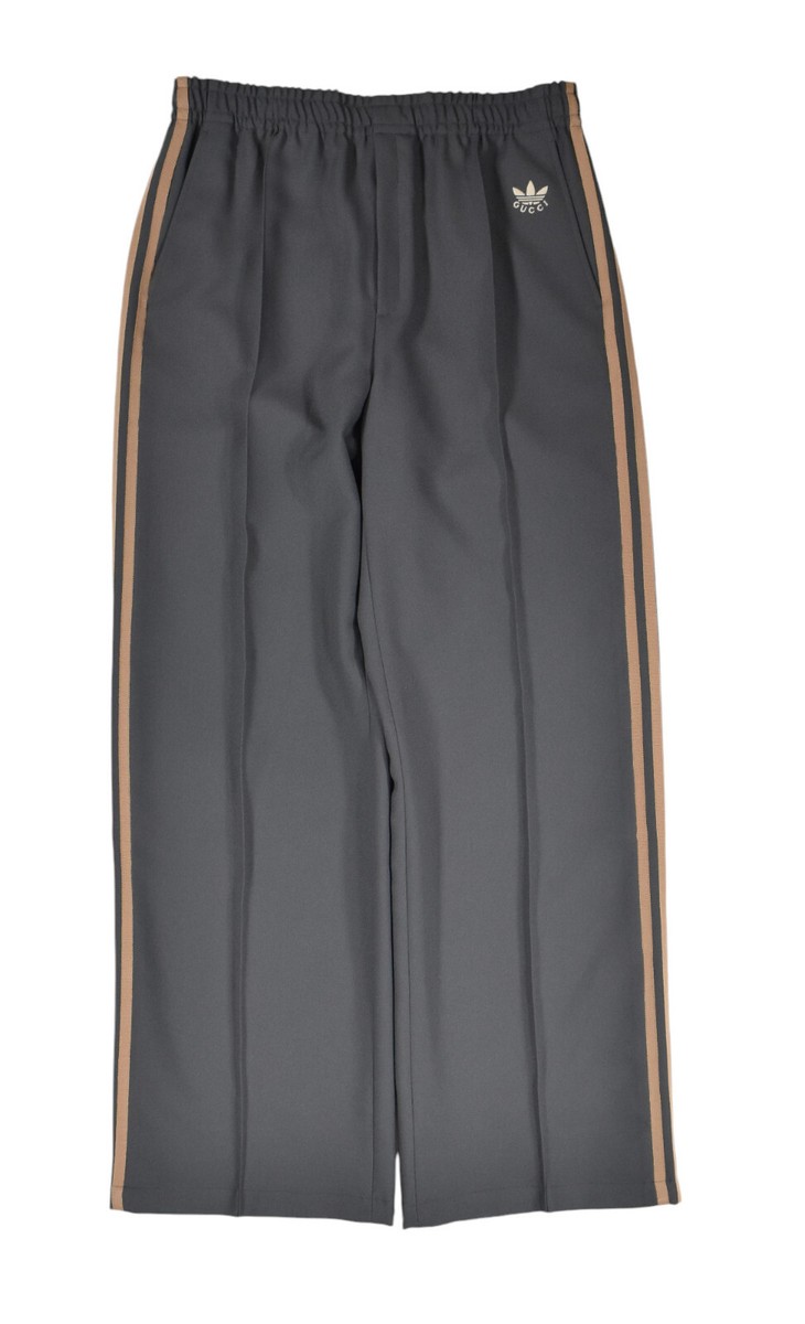 GUCCI × adidas / ×adidas/Fluid Drill Pant/23SS/44/コットン/BRW/714926 Authentic Men's Adidas X Gucci Grey Fluid Drill Logo Sweatpants