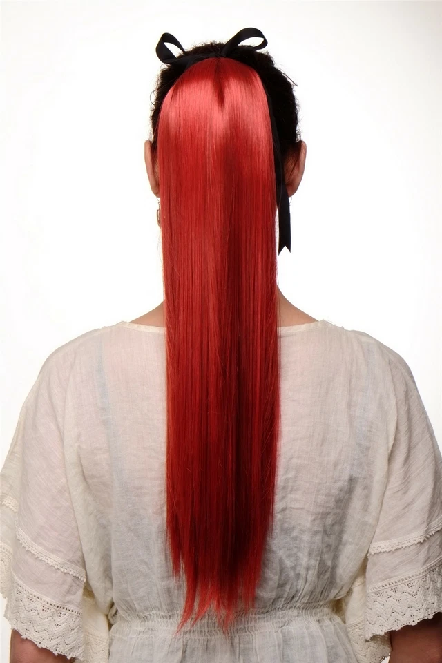 WIG ME UP Postiche Tresse Queue de Cheval Peigne Bande Rouge Lisse Très Long - Photo 2/4