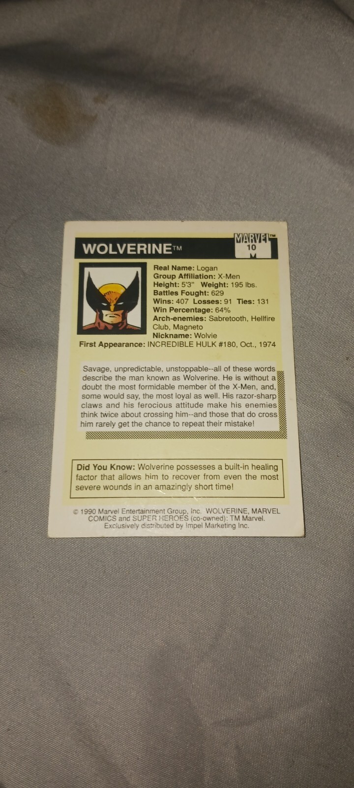 PRISTINE 1990 MARVEL UNIVERSE WOLVERINE RARE THE HOLY GRAIL! IN MARVEL ...