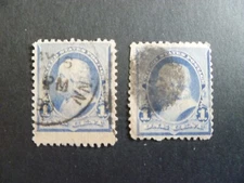 USA Lot of Two 1890 $.01 Blue Franklin #219 Used Fine - See Description & Images