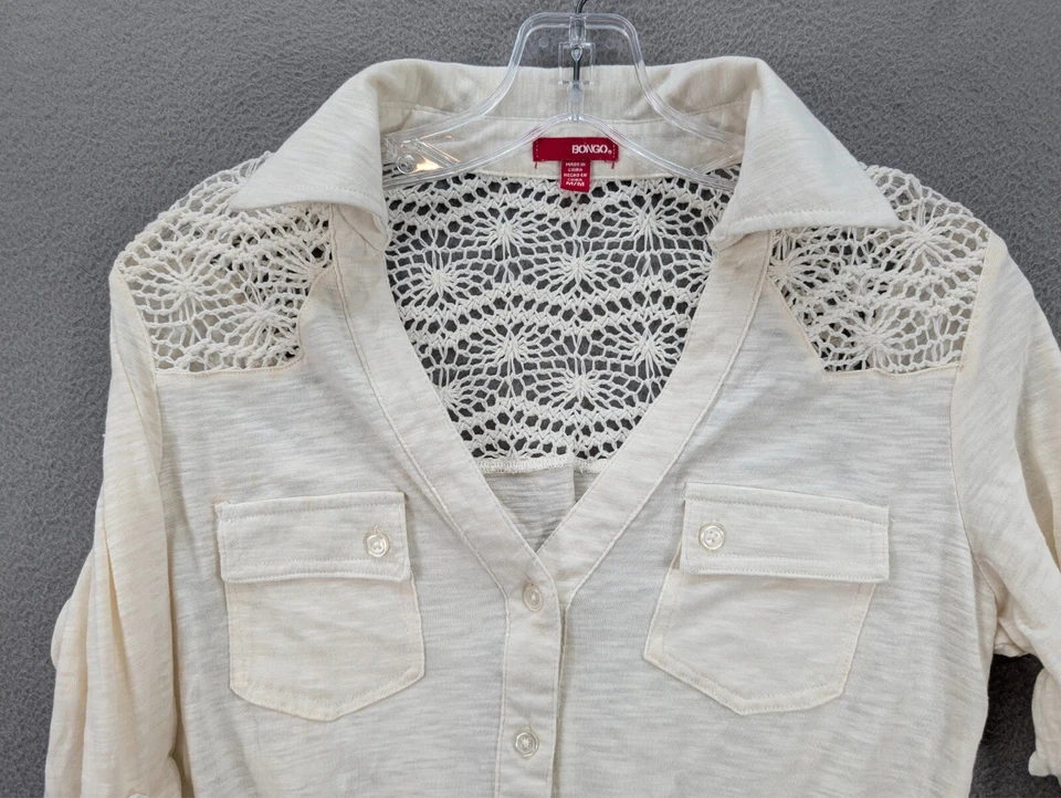 Top Bongo Vintage Cintura Amarrada Crochê Cropped Anos 90 Boho Algodão Bege Feminino M - Imagem 3 de 4