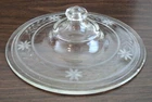 Pyrex Clear Glass Lid 7-3/4" Ground Leaves and Flowers Small Rim Chips 168