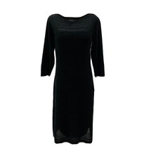 Chaps Women’s Black Sheath Knit Sweater Dress Sz Large Stretch Lined