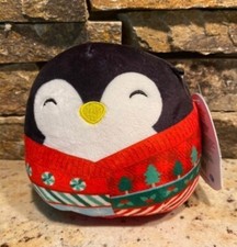 SQUISHMALLOW LUNA the PENGUIN in HOLIDAY SWEATER 4.5" NEW w/tag