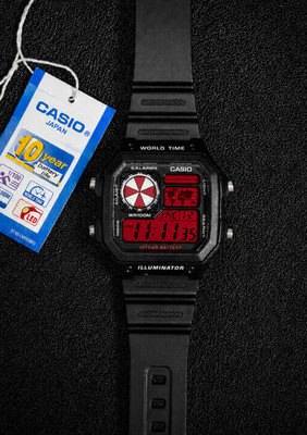 Custom Casio Royale AE-1200WH Resident Evil Umbrella Corp Inspired Mod