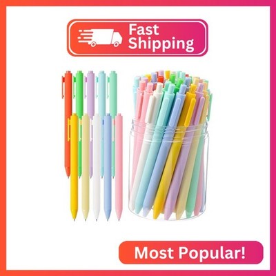 Crtiin 100 Pcs Gel Pens Bulk, 0.5mm Fine Point Black Ink Pen with Assorted Color