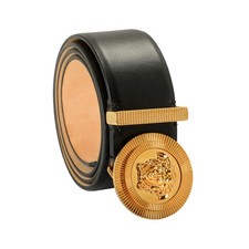 Versace Black 100 Leather Gold Medusa Head Logo Decorated Belt US 32 IT 80