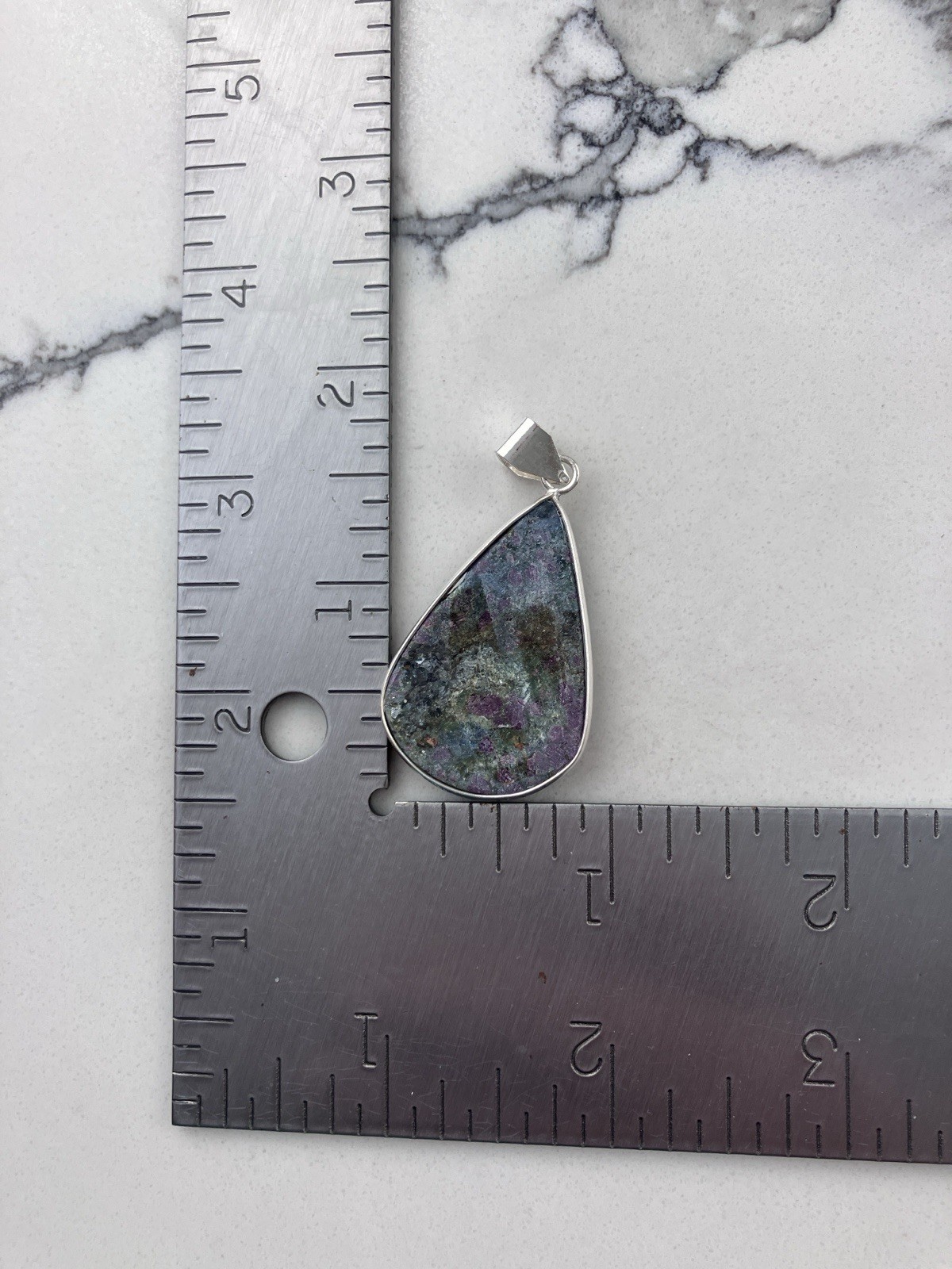 925 Sterling Silver Ruby Zoisite Gemstone Teardro… - image 3