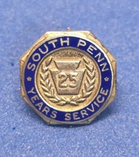 Pennzoil South Penn Oil Co. Sterling Silver 25 Years Service Award Employee Pin
