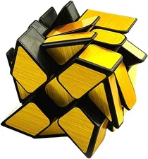 TANCH Mirror Wheel Speed Cube 3x3 Windmill Twisty Skewb Puzzle Toy Gold 