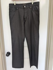 Ermenegildo Zegna Wool Mens 33x30 Grey/Charcoal 5 Pocket Travel Flex Pants