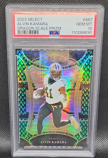 2023 Panini Select - Suite Level Alvin Kamara #467 Dragon Scale Prizm /70 PSA 10