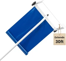 Adjustable Roof Snow Rake with Curtain - Includes Storage Strap (30ft Length)