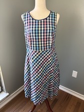 Talbots Rainbow Checkered Dress Women’s Size 10 Pastel Gingham 100% Cotton